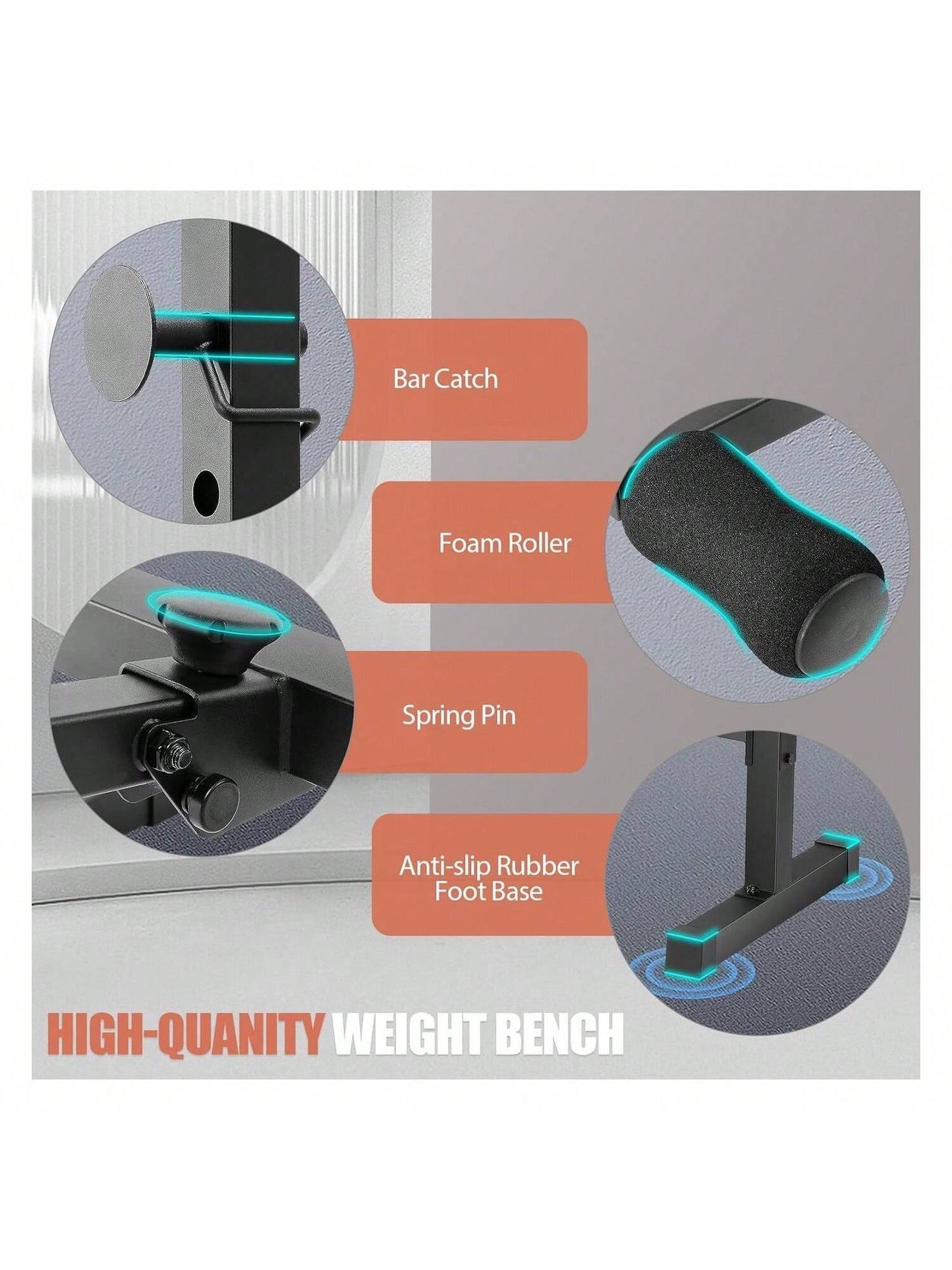 Weight Bench Set, 600LBS Adjustable Bench Press Set with Squat Rack & Leg Extension, Folding Workout Bench Set for Full Body Workout, Standard Weight Training Benches for Home Gym Exercise Carbon