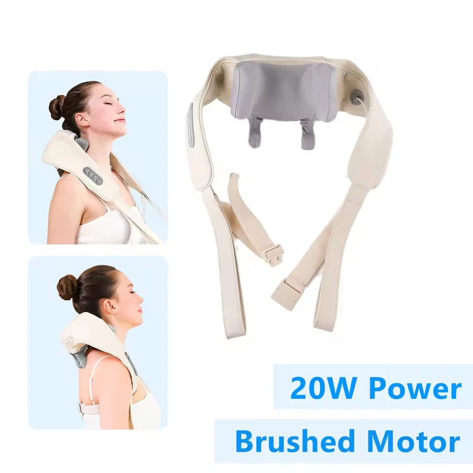 Hot New Brushless Motor Neck and Shoulder Massager Wireless Shoulder and Back Kneading Massage Shawl Neck Masajeador Family Gift