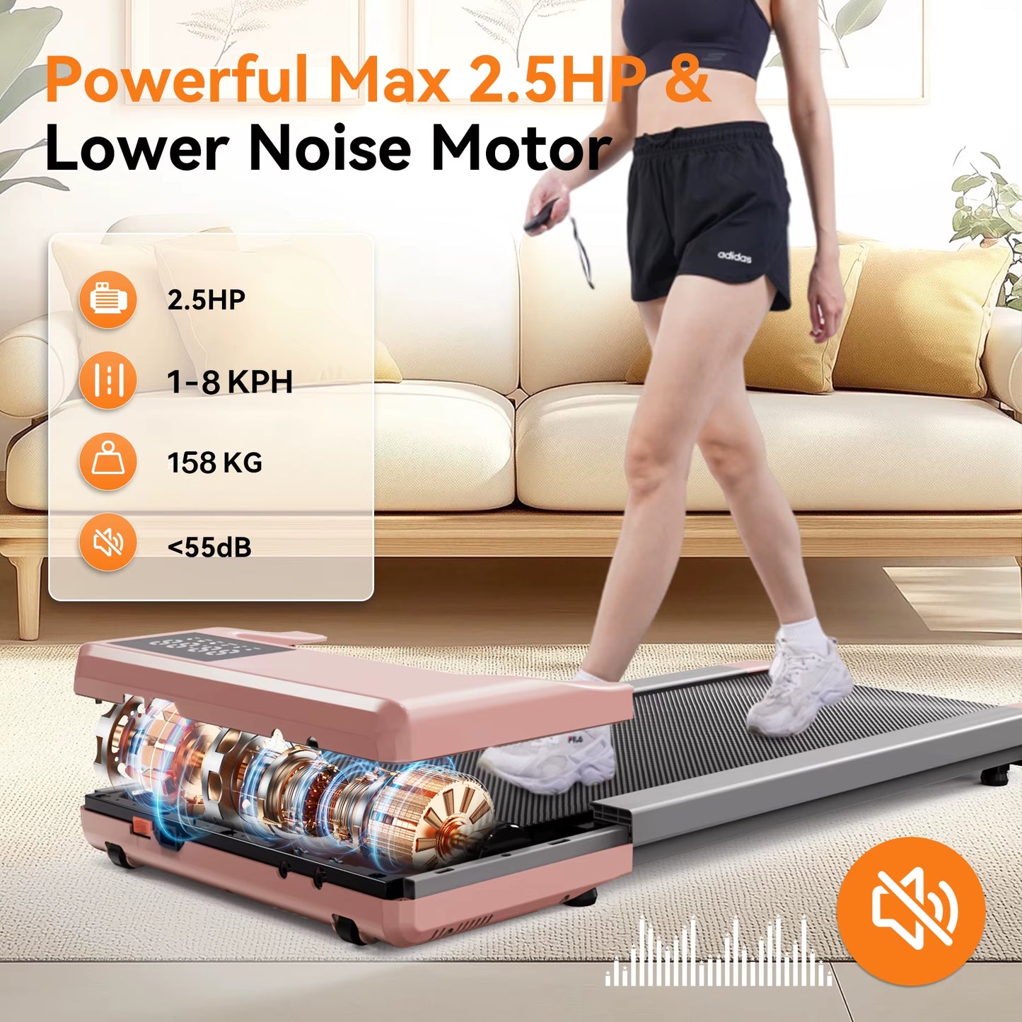 Smart under Desk Treadmill for Home Office,Treadmill with App&Remote Control, LCD Screen, Quiet Walking Jogging Exercise Machine