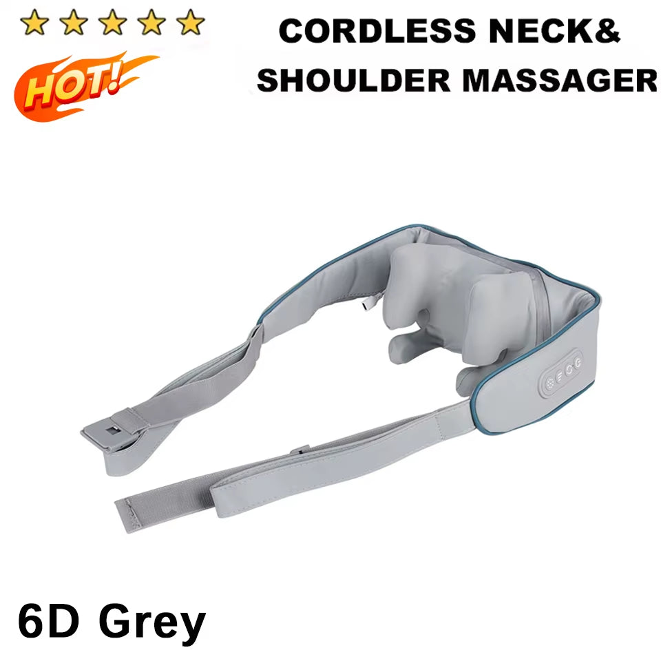 Hot New Brushless Motor Neck and Shoulder Massager Wireless Shoulder and Back Kneading Massage Shawl Neck Masajeador Family Gift