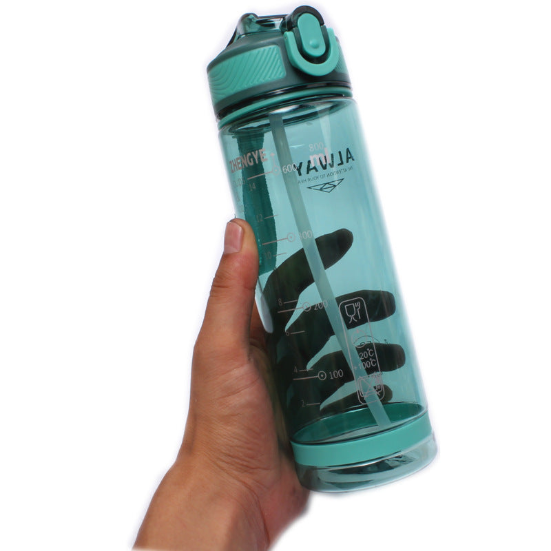 Large Capacity Sports Water Bottle Straw Cup Plastic Portable