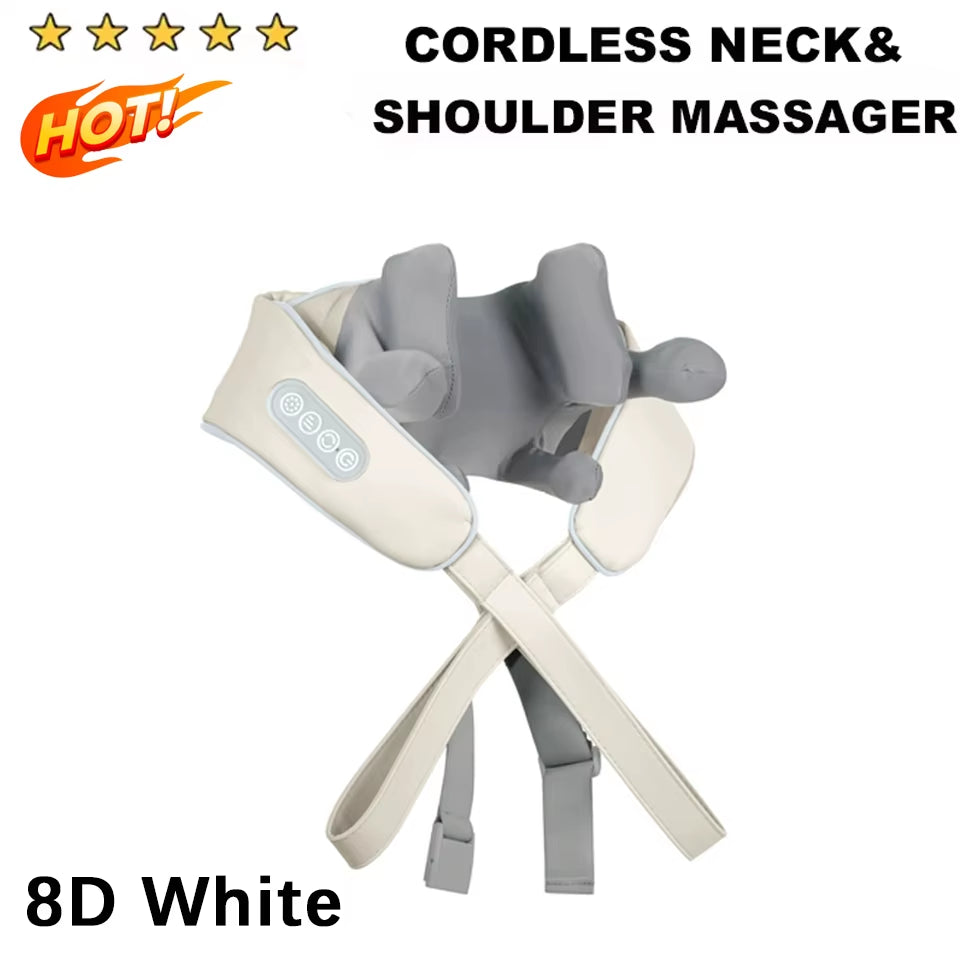 Hot New Brushless Motor Neck and Shoulder Massager Wireless Shoulder and Back Kneading Massage Shawl Neck Masajeador Family Gift